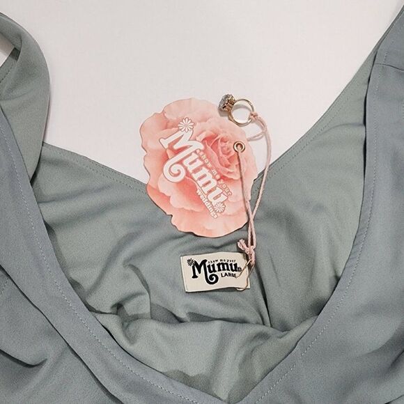 Nwt - Show Me Your MuMu - L - Kendall Maxi Dress Silver Sage Crisp Long Lining - Picture 9 of 9